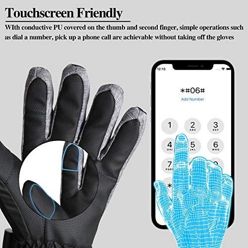 AMH Skiing & Snowboard Gloves for Winter Outdoor Activities, Warm 3M Thinsulate Gloves, Waterproof & Windproof with Touch Screen Design for Cold Weather, Fit Men & Women [Size L] - Thumbnail 5