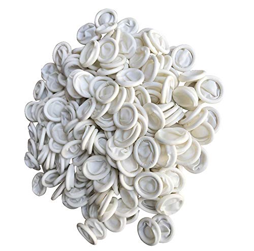 300PCS White Disposable Rubber Finger Cots Multipurpose Skidproof Anti-Static Soft Finger Gloves Dust-free Protector Cover Beauty Tools Accessories for Industry Work Beauty Nail Art Tattoo