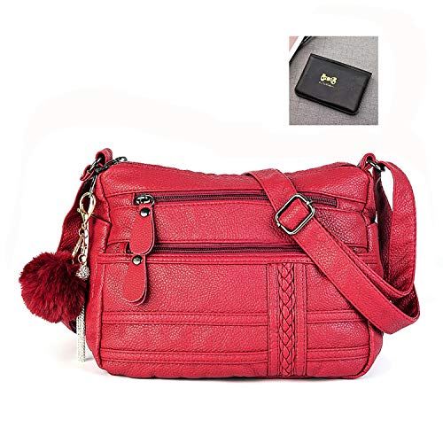 Women Crossbody Bag Pocketbooks Soft PU Leather Purses and Handbags Multi Pocket Shoulder Bag Messenger Bag