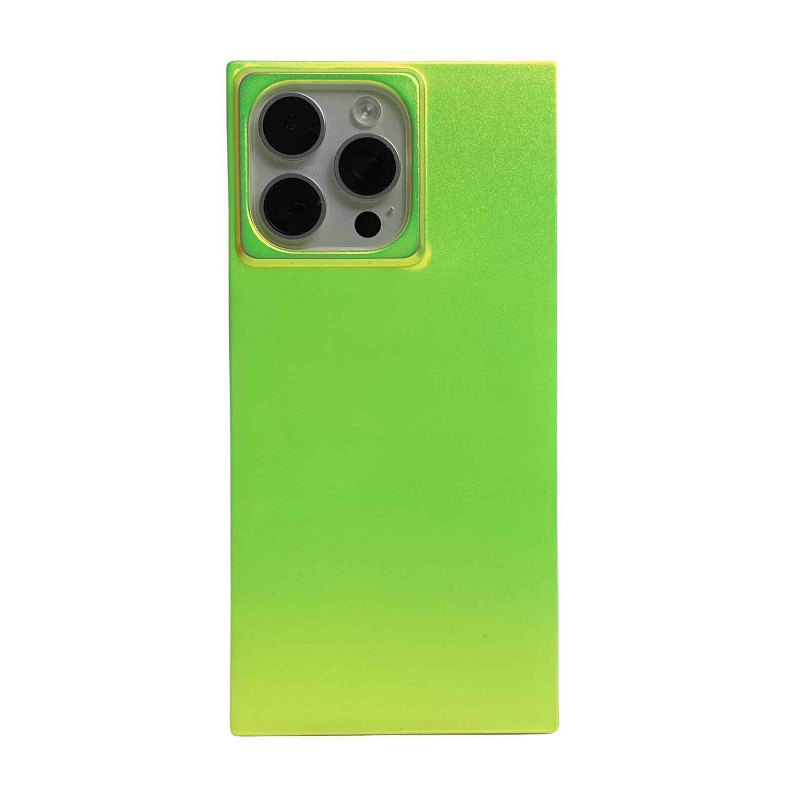 Photo 1 of RoyMonkey Rectangular Iridescent Color Changing Case for iPhone 13 Pro Max & iPhone 12 Pro Max 6.7-inch, Shockproof Protective Matte Soft Phone Cover for Women, Girls and Men - Fluorescent Green