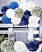 Furuix Bridal Shower Decorations 16 pcs White Navy Blue Grey 10inch 8inch Tissue Paper Pom Pom Paper Lanterns Mixed Package for Blue Themed Party Baby Shower Decoration (White Navy Blue)