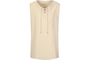 CHANGCHUPSEM Mens Medieval Renaissance Pirate Costume, Sleeveless Lace-up Stand Collar Shirt, Men Pirate Vest, Viking Gothic Celtic