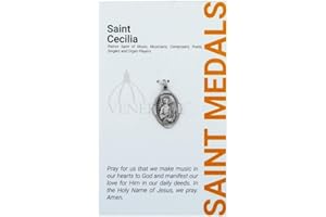 VENERARE 1" Saint and Holy Subject Medal with Prayer Card | Over 25 Different Saints | Durable and Detailed Charm | Pendant Medal Carded with Prayer | Christian Jewelry (St. Cecilia)