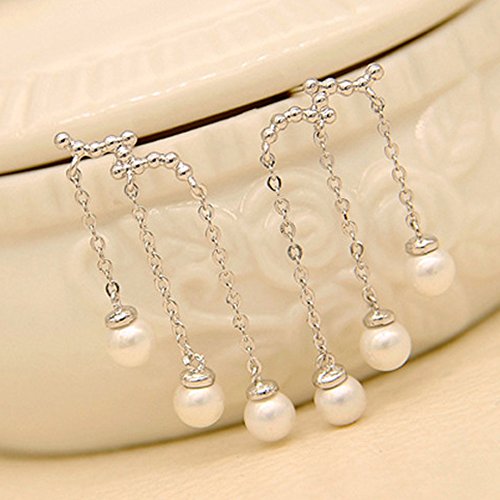 Ear Drop Dangle Earrings Crawler Chandelier Climber Ear Wrap Pin Vine Tassel Imitation Pearl Cute Jewelry Silver Plated