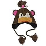 Adult Size Womens Woolen Winter Animal monkey Hat-Brown-one size