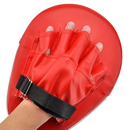 Cozyswan-Almohadilla-de-Entrenamiento-de-Boxeo-Paos-de-Boxeo-Manoplas-de-Poliuretano-Color-Rojo