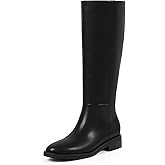 Modatope Knee High Boots Women Round Toe Chunky Low Flat Heel Side Zipper Fall Tall Boots for Women