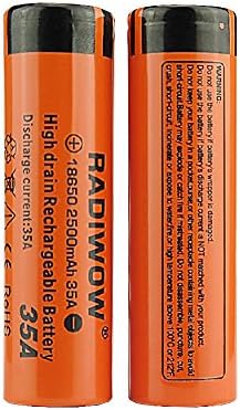 18650 2500mAh 3.7V Battery Lithium Ion Rechargeable Batteries, 2 Pack, High Drain Battery Pack,Flat Top