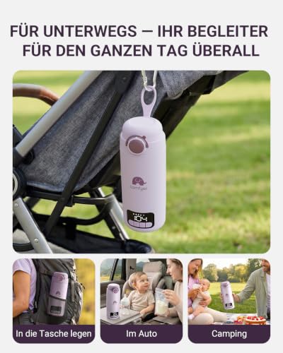 Comfyer BW02 Upgrade Portable Bottle Warmer on the Go for Baby & Family Quick Heating with 16000 mAh Battery, Integrated Steriliser, Baby Milk / Water Warmer for On the Go / Home, 500 ml
