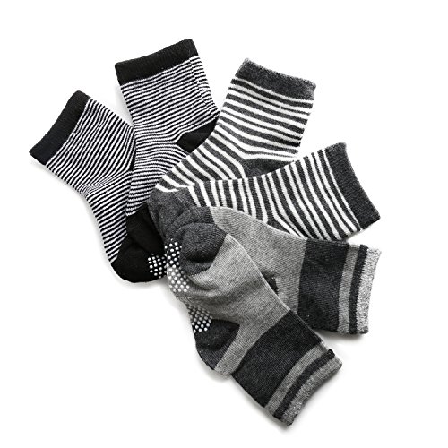 6 Pairs Anti Slip Soft Cotton Ankle Toddler Socks Non Skid Grip Walkers Crew Socks for Baby Boys Girls 12-36 Month - Thumbnail 4