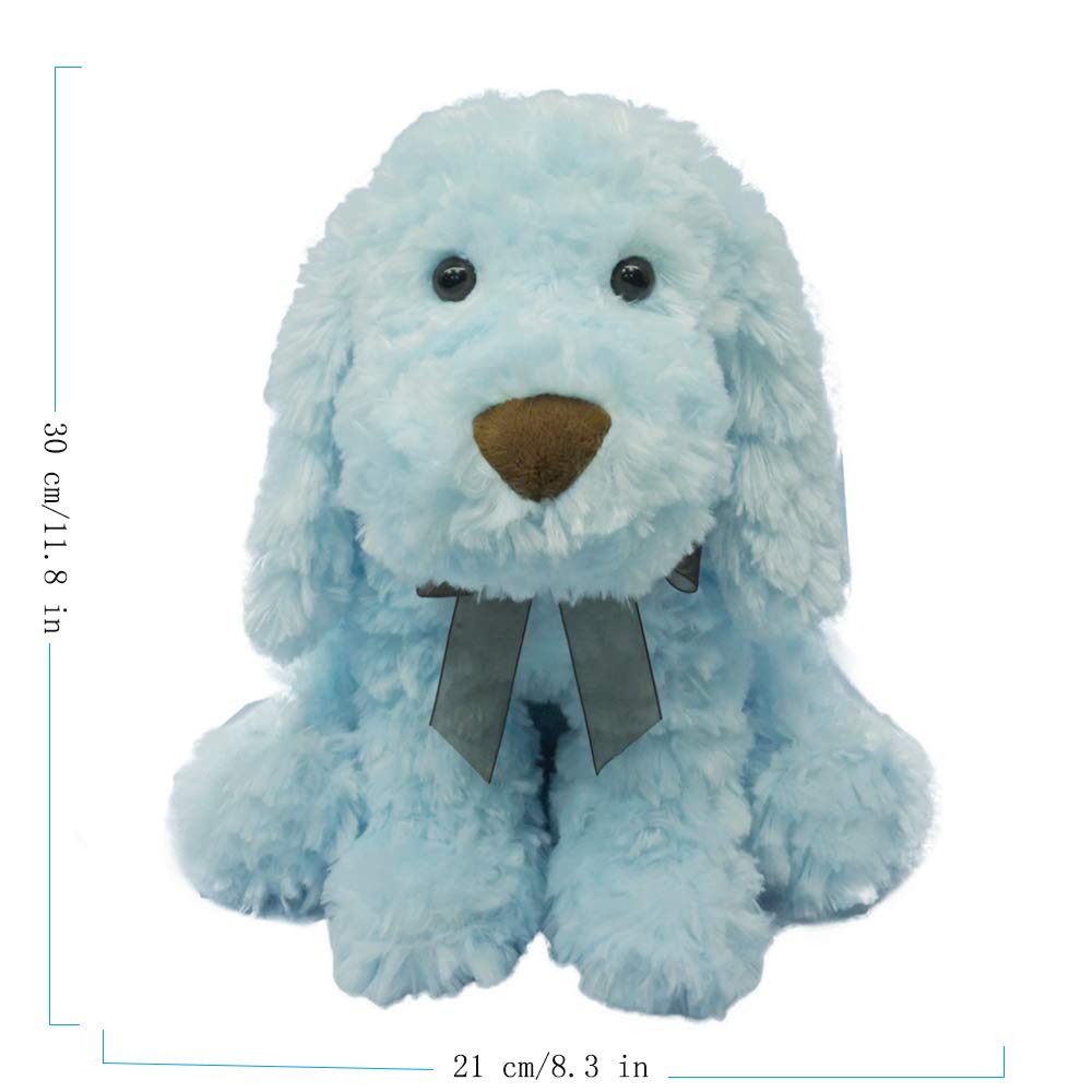 DORE Poodle Plush Animals Stuffed Dogs Flopsie Lovey Toy Light Blue Brown 11\'\'