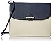 Isaac Mizrahi Womens Fashion Designer Handbags Tatiana Leather Clutch Bag with Crossbody Strap Navy Blue Stone Beige