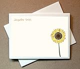 Personalized Sunflower Note Cards (40 Flat Cards and Blank Envelopes)