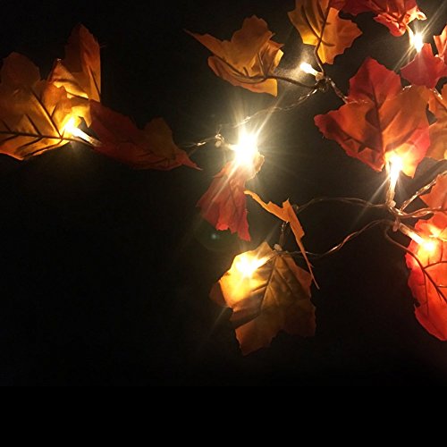 ZDMALL Fall Decorations,Fall Garland,Fall Wreath,8 Modes Lighted Maple Leaves Garland 20LED/8.2FT for Thanksgiving Christmas Halloween Party Wedding DIY with Timer(Warm White)