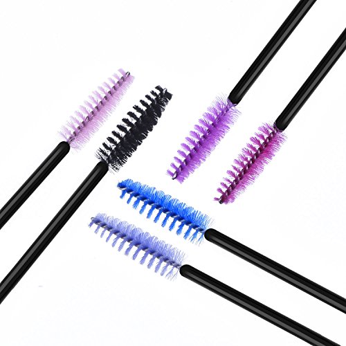 eBoot 300 Pieces Multicolor Disposable Mascara Wands Eyelash Eye Lash Brush Makeup Applicators Kit, 6 Colors