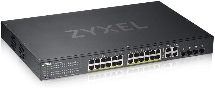 Zyxel 24 Port PoE Switch, Black, 24-Port | PoE+ 375W | 4x SFP