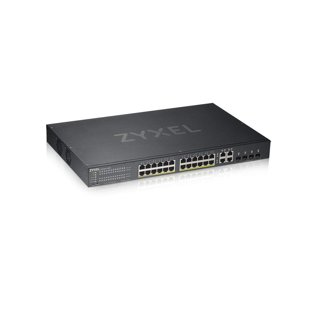Zyxel 24 Port PoE Switch | Smart Managed | Gigabit Network Ethernet Switch | 24x GbE PoE+ with 375W Budget + 4x SFP GbE Combo Ports | Rack Mount | Smart Fan | Hybrid Mode Nebula Cloud | GS1920-24HPv2