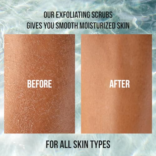 Organic Coconut Oil Scrub, Exfoliating Salt Body Scrub, Deep Cleansing for Soft Skin Remove Dead Skin Cells, Great for Toning Skin, Acne Stretch Marks Cellulite Bump Eraser, Natural Skincare Exfoliant