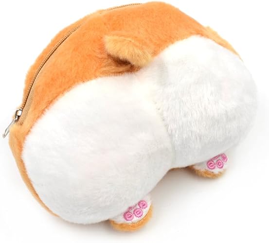 Amazon ライチ Lychee 超かわいい コーギー犬のお尻としっぽ形 小銭入れ 小物入れ 財布 肉球 バッグチャム コインケース ふわふわプラッシュ製 メンズ レディース ユニセックス 小銭入れ