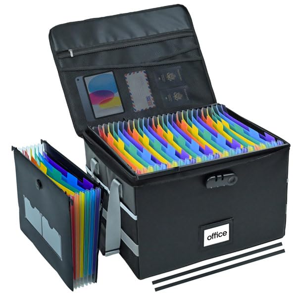 Photo 1 of File Box with Hanging Folders Important Fireproof Document Organizer with Lock Collapsible Portable File Box with Handle for Home or Office for Hanging Letter & Legal Folder