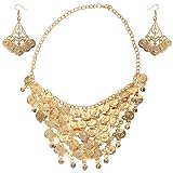 BellyLady Belly Dance Gypsy Jewelry, Gold Necklace & Earrings, Gift Idea