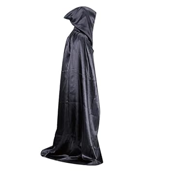 HLHN Damen Herren Halloween Party Kapuzen Umhang, Mittelalterlicher Hexe Satin Karneval Fasching Kostüm Cape mit Kapuze 3 Far