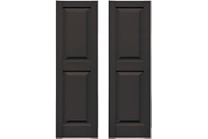 Builders Edge 12 in. W x 71 in. H Builders Edge, Standard Two Equal Panels, Raised Panel Shutters, Includes Matching Installation Spikes (Per Pair), 010 - Musket Brown