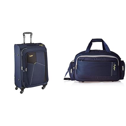 Skybags Footloose Rubik Polyester 580 mm Blue Softsided Cabin Luggage + Cardiff Polyester 55 cms Blue Travel Duffle (STRUW58EBLU + DFCAR55BLU)