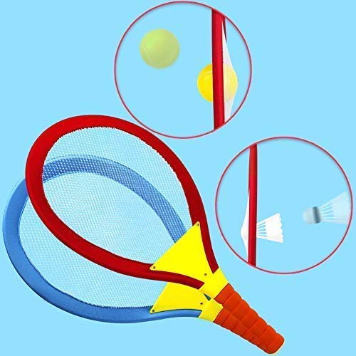 Badminton Tennis Racket Toys for Kids 2 In 1 Garden Outdoor Sports Toys with Badminton Tennis Ball Set Toys for 3 4 5 Year Old Boys Girls Children