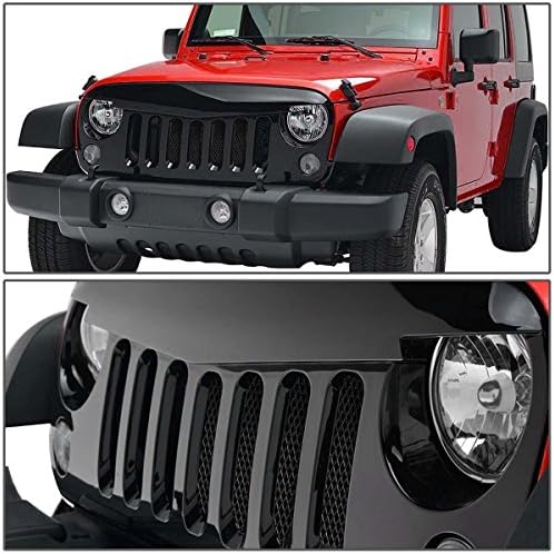 POMAR Grille Insert Matte Black Angry Bird Style Mesh Grill Insert for Jeep Wrangler 2007-2017