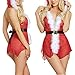Minisoya Women's Christmas Lingerie Santa Babydolls Chemises Set Crotchless Spice Suit Temptation Underwear (Red)