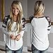 AIMTOPPY Women Floral Splice Print Long Sleeve Round Neck Pullover Blouse Tops T Shirt (S)