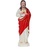 HOMSFOU Jesus Statue Miniature Plastic Red Figurine Home Decor Tabletop Decoration Religious Church Ornament 5.7X2.2X1.37 Inch Lightweight