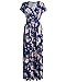 OUGES Women's V-Neck Pattern Pocket Maxi Long Dress(Floral-03,XL)