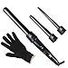 Culwad 3 in 1 Curling Wand Set with 3 Interchangeable Curling Iron Ceramic Barrels and a Heat Protective Glove