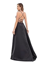 GOOSPRAN Women's satinprome Dress Long Train Side