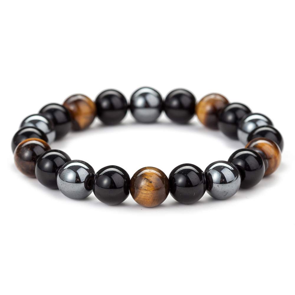 Thajaling 10MM Obsidian Bracelet Tiger eye Mala Tibetan Buddhist Buddha Meditation bangle