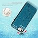 SUPWALL Compatible with iPhone 7 & 8 (4.7 inch) Flip Case, Blue Synthetic Leather Butterfly Embossed Kickstand Card Holder Wallet Case with Credit Card Slot