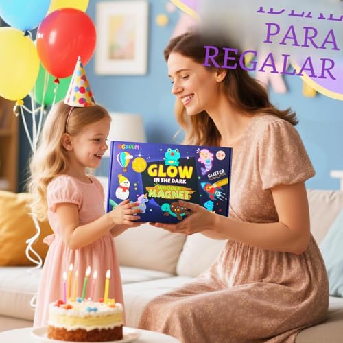 CGBOOM Kids Painting Set, 32 Pieces Kids Craft Set, Luminescence Fridge Magnets for Painting and Crafts, Wooden Magnets for Painting, Gift for Girls and Boys