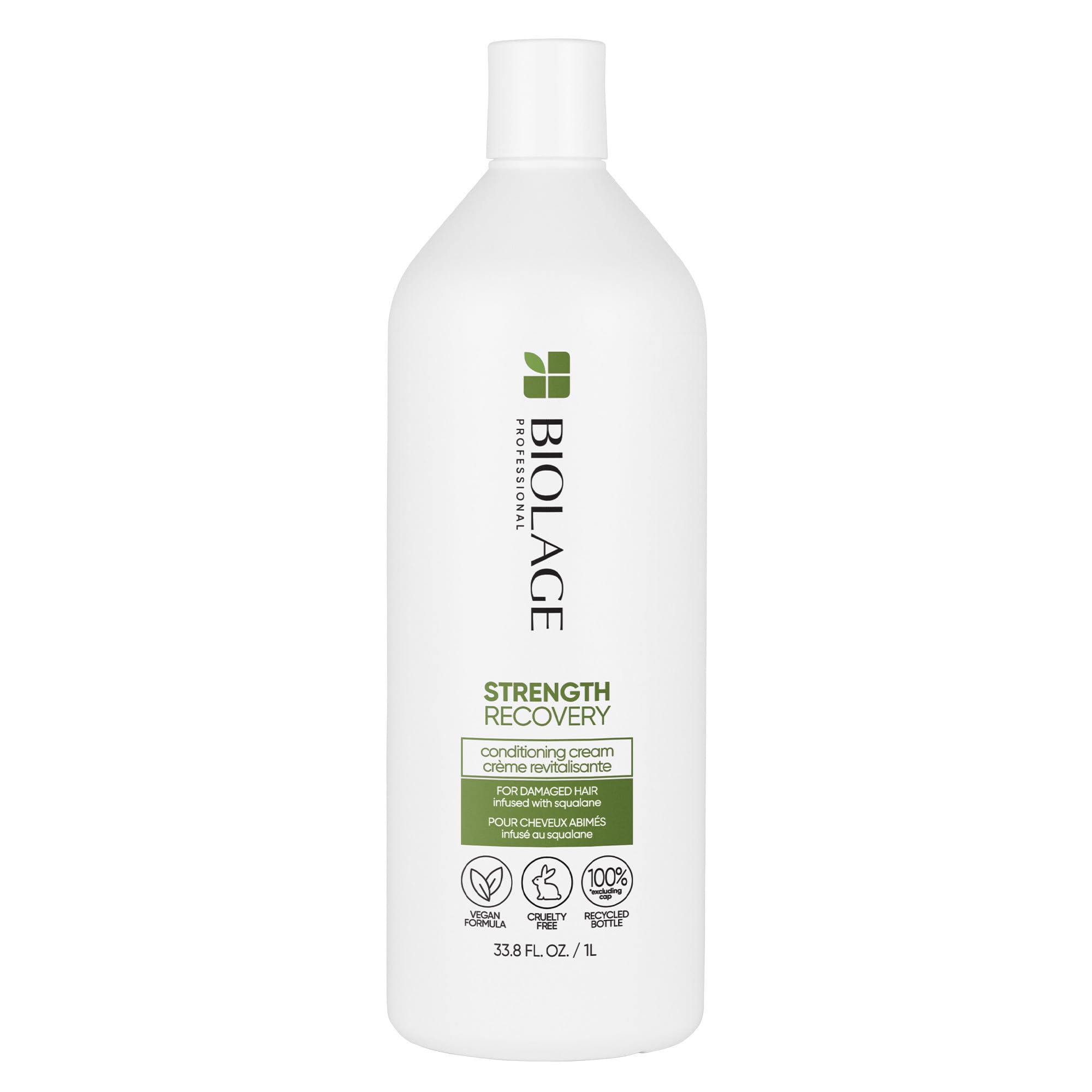 Photo 1 of Biolage Strength Recovery Conditioner - Moisturizes & Strengthens Damaged Hair, Softness & Shine, Olive Squalane & Vegan Proteins, Paraben-Free, Vegan, 33.8 Fl Oz, Packaging may vary