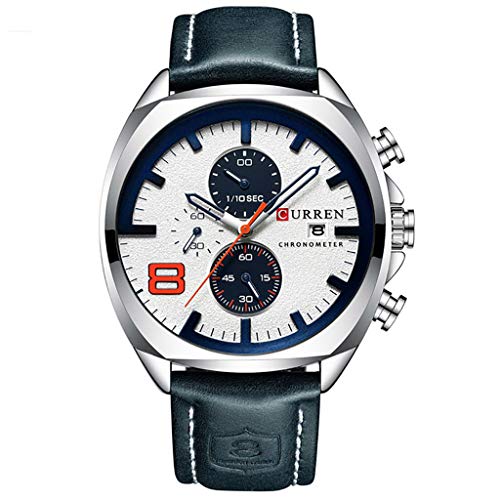 Clearance! Hot Sale! ❤ Waterproof Large Dial Watch Men's Casual Fashion Leather Belt Large Dial Watch for Father Men Boys Boyfriend Lover's Birthday Anniversary Gift Under 20 Dollars
