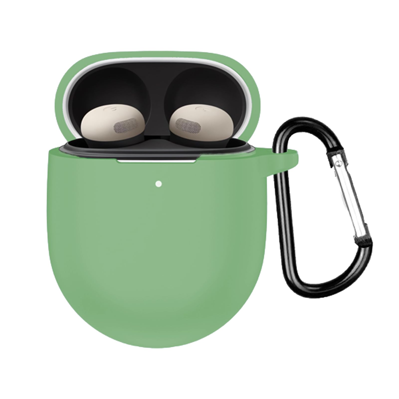 Case for Google Pixel Buds Pro/Pixel Buds Pro 2 with Carabiner,Anti-Scratch Premium Soft Silicone Full Protective Case,Shockproof Ultra Slim Headphone Protective Case,Green