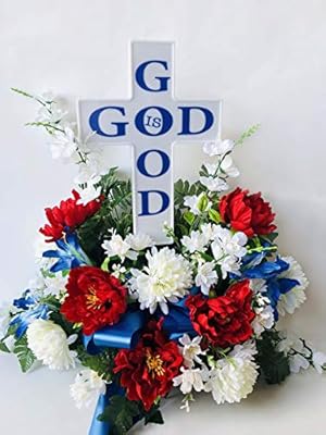 Eternal Light Solar Lighted Cross God Is Good Cemetery