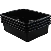 Teyyvn 13 L Plastic Bus Box, Commercial Wash Basin Tote Box, 4-Pack, Black