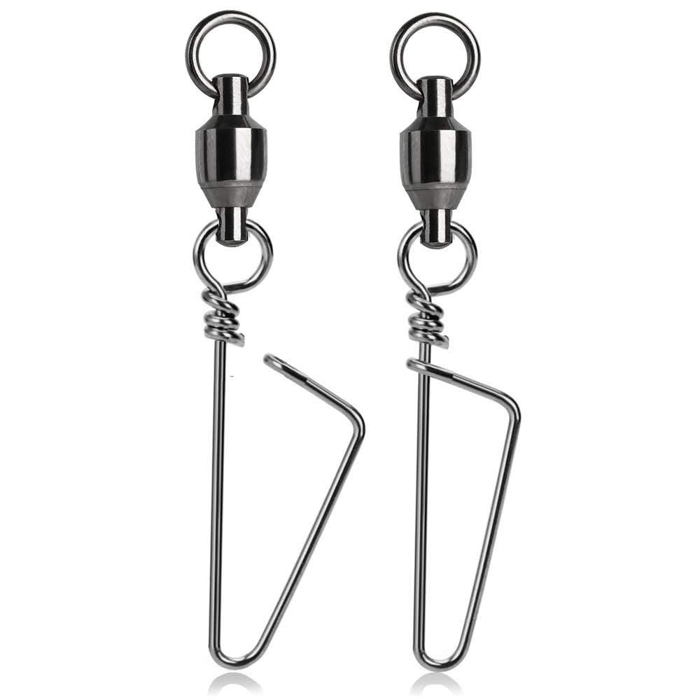 Mingyang Stainless Safety Fishing Snap Swivels Saltwater Ball Bearing Fishing Swivels High Strength Freshwater Barrel Swivels for Sea Lake River Fishing Tackle