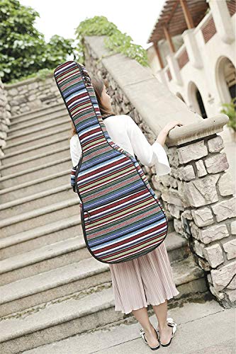 ZHRUNS Guitar Bag Bohemian Acoustic Guitar Case Soft Foam Padded 40/41 Inch Guitar Gig Gag Backpack with Neck Protector Pillow Pad,Dual Shoulder Strap&pocket (Color stripe) - Thumbnail 5
