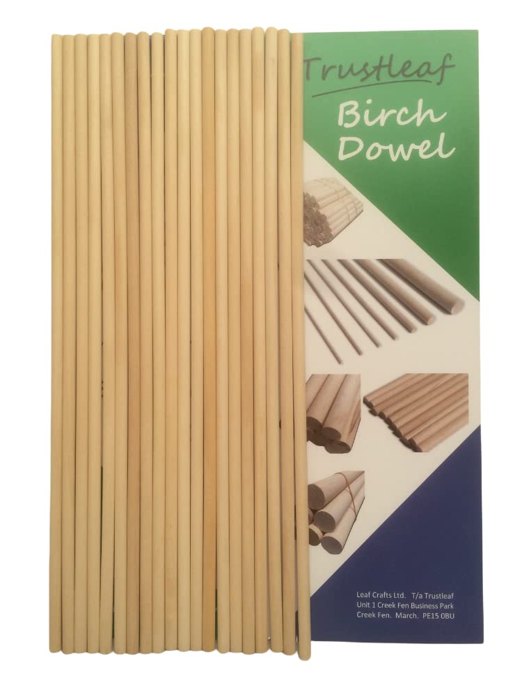 Trustleaf 6mm x 30cm Birch Hardwood Wooden Dowels (20 Dowels)