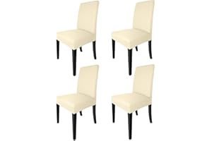 NORTHERN BROTHERS Dining Chair Covers Set of 4, Removable Washable Chair Covers for Parson Dining Chairs, Stretch Slipcovers for Dining Room,Hotel, Banquet Use (Beige Diamond, Set of 4)