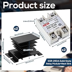 2 Pcs Solid State Relay SSR-25DA with 2 Pcs Heat