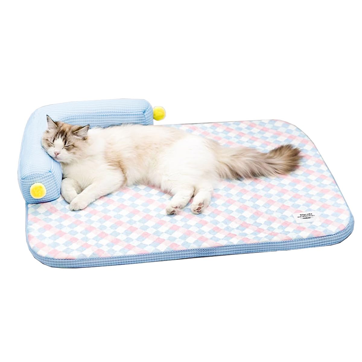Photo 1 of Zabplox Cooling Cat Bed Mats with Pillow – L-Shaped Sofa Design, Breathable Summer Mat for Kittens & Cats, Machine-Washable Cushion Calming Bed for Persian, Siamese, Small Pets (Blue-21"x15"x4")